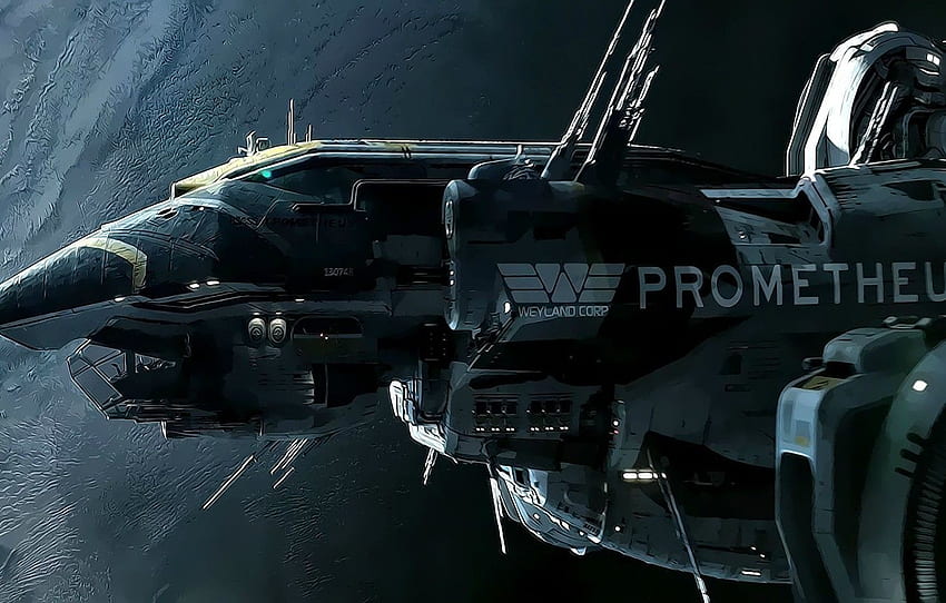 ship, art, space, starship, prometheus, Prometheus HD wallpaper