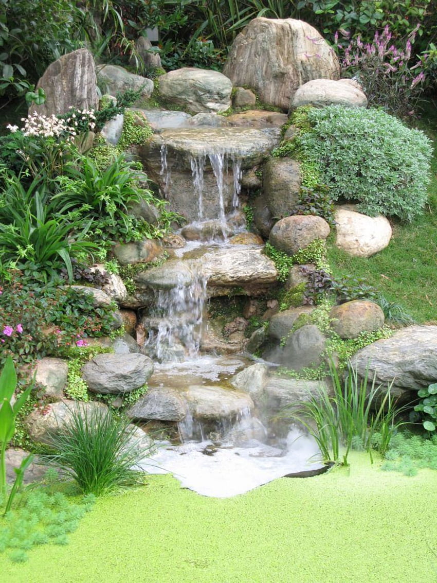 of Backyard Garden Waterfalls (Ideas & Designs) HD phone wallpaper