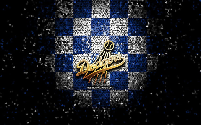 Los Angeles Dodgers, brokatowe logo, MLB, niebieski, LA Dodgers Tapeta HD