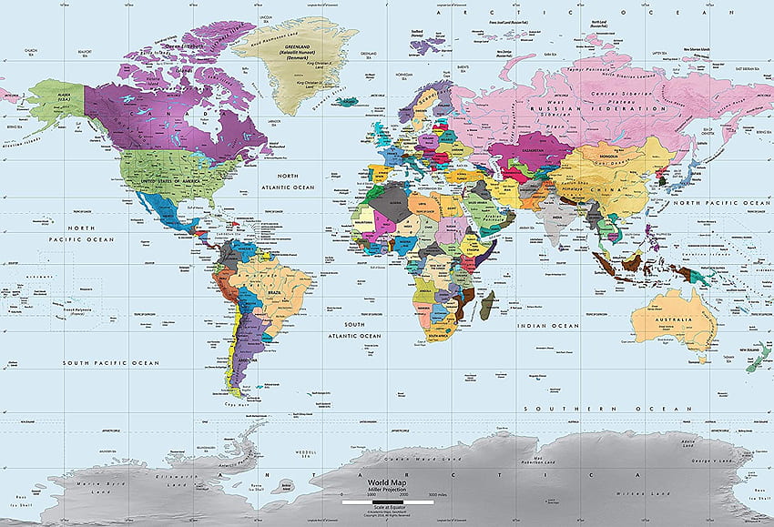 Academia Maps Mural colorido do mapa do mundo, grande polegada. Mapa mundi autoadesivo. Descasque e cole o decalque de parede. Fácil de aplicar, seguro para paredes: casa e cozinha, mapa geográfico papel de parede HD