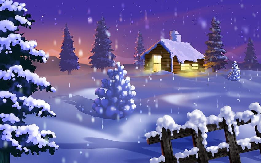 Winter, Häuser HD-Hintergrundbild