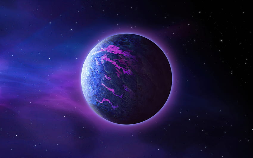 Niebiesko-fioletowa planeta, fantazja Tapeta HD