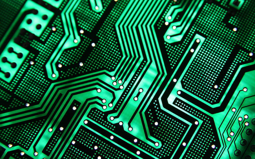 green circuit board texture, technology, chip, microcircuit texture, Printed circuit board background, circuit board texture for with resolution . High Quality HD wallpaper