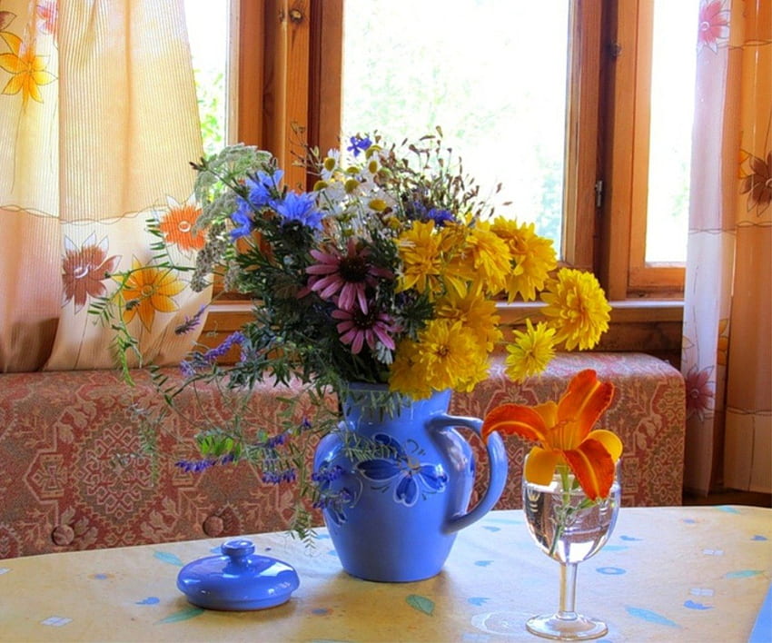 สีและความงาม สีสัน โต๊ะ ห้อง กราฟ หน้าต่าง สี สวยงาม ความงาม หุ่นนิ่ง วัน แก้ว ธรรมชาติ ดอกไม้ แตกต่าง วอลล์เปเปอร์ HD