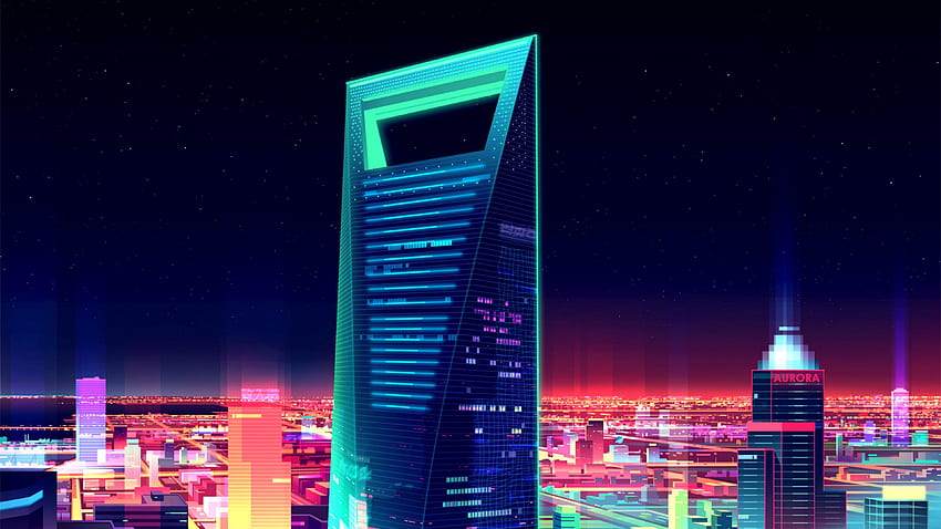 Шанхай Световен финансов център Aat Night - футуристично изкуство HD тапет