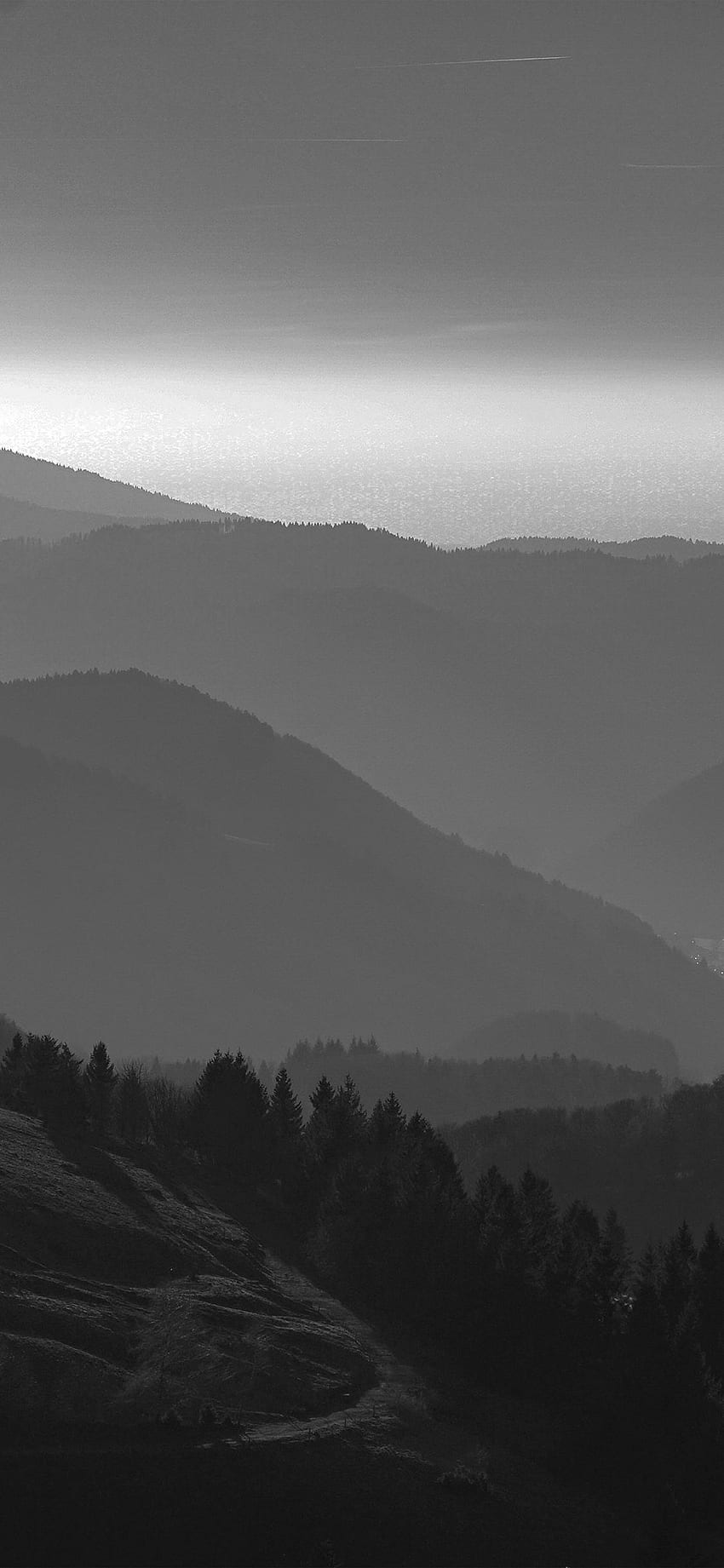 Mountain View Sky Bw Dark Nature Papel de parede de celular HD