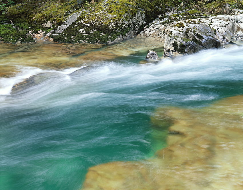 Natur, Flüsse, Steine, Strömung, Geschwindigkeit, Moos, Bach HD-Hintergrundbild