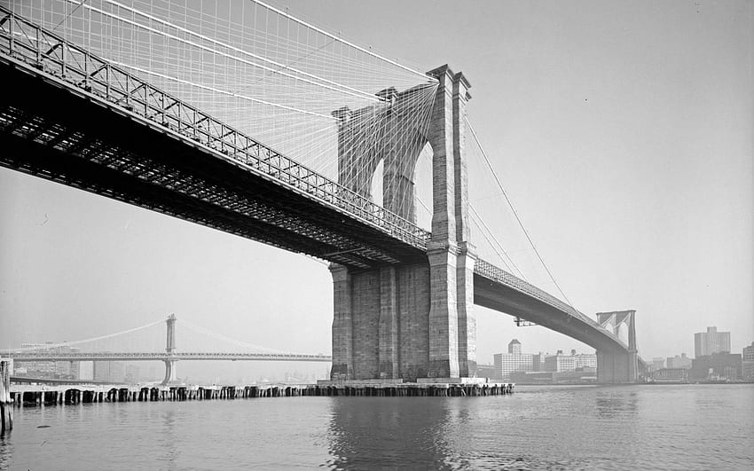 ブルックリン ブリッジの黒と白の高解像度 23392 高画質の壁紙