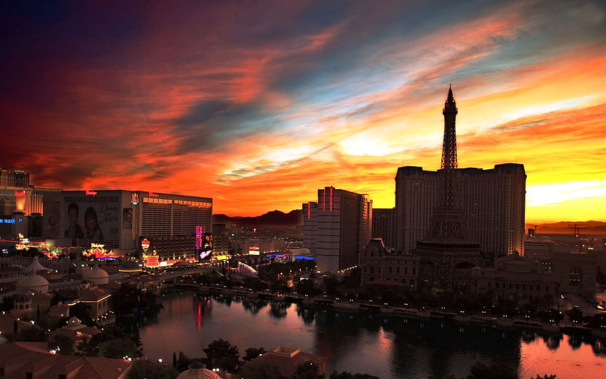 Städte, Flüsse, Nacht, Las Vegas, Gebäude HD-Hintergrundbild