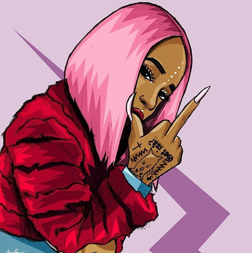 Mädchen-Gangster-Cartoon, rosa Gangsta HD-Handy-Hintergrundbild