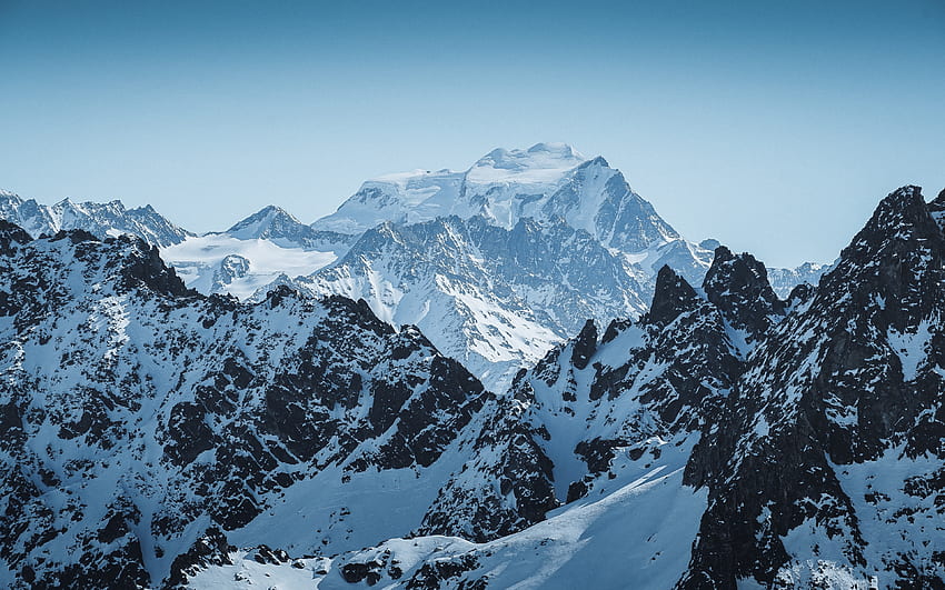 Verschneite Berge, verschneite Berge HD-Hintergrundbild