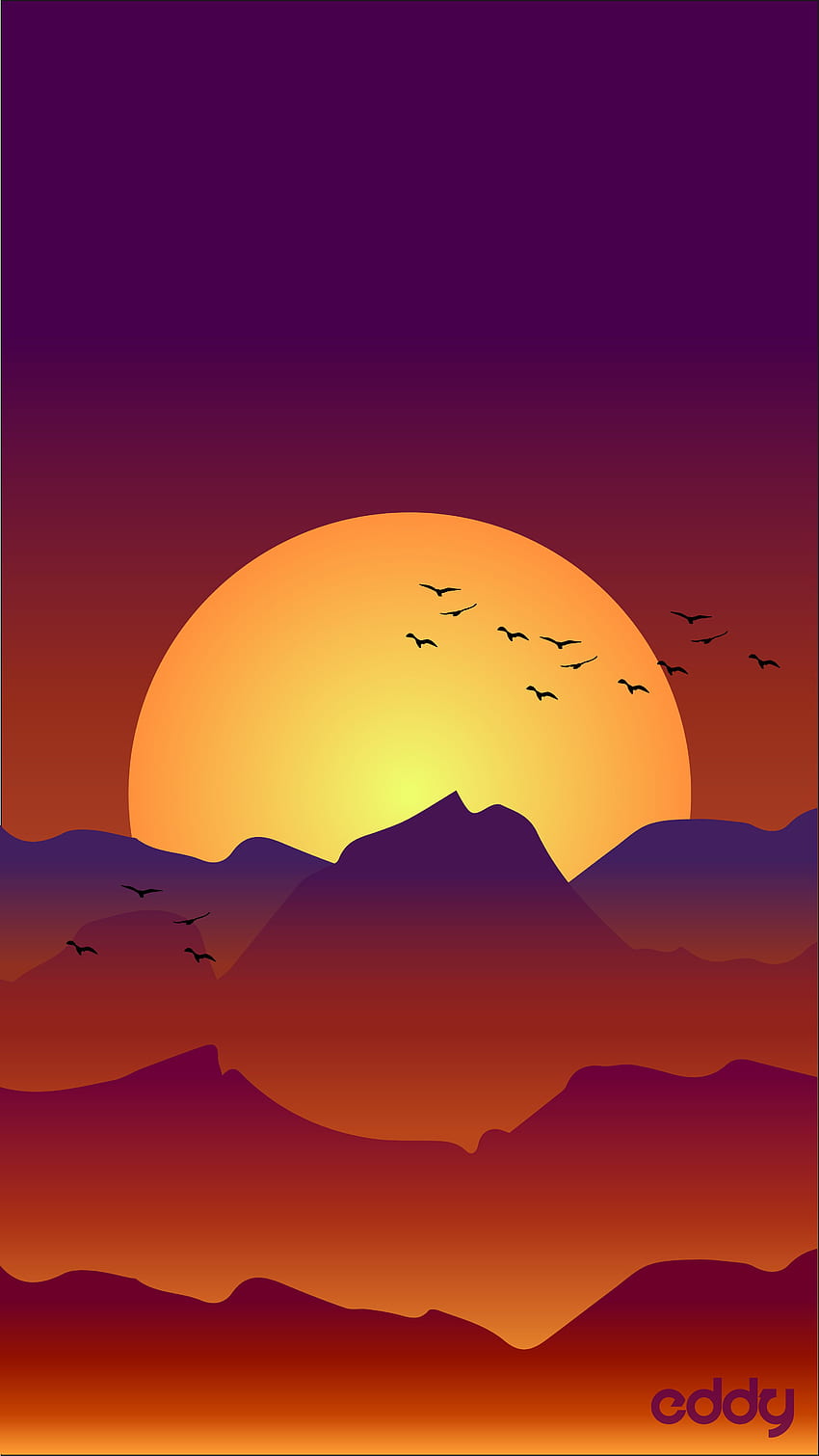 Vektor Landschaft Sonnenaufgang HD-Handy-Hintergrundbild