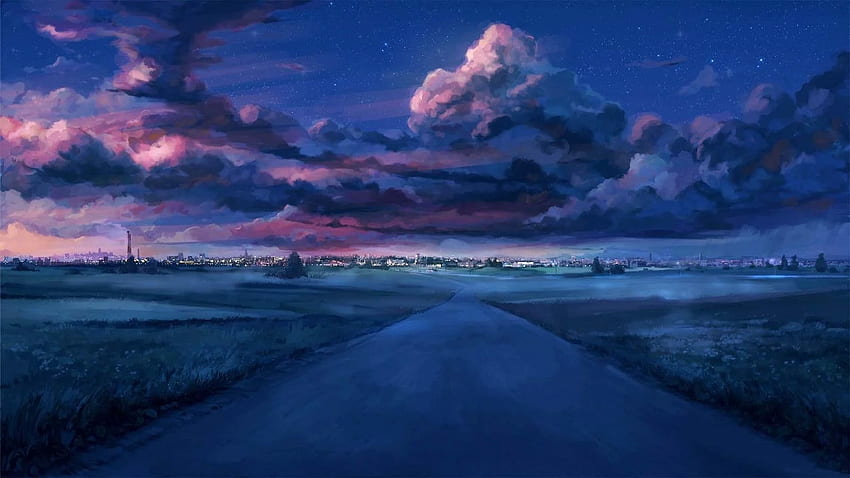 Anime-Landschaft Leere Straße HD-Hintergrundbild