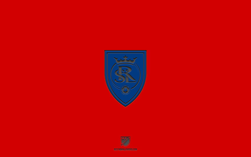 Real Salt Lake, latar belakang merah, tim sepak bola Amerika, lambang Real Salt Lake, MLS, Utah, AS, sepak bola, logo Real Salt Lake Wallpaper HD