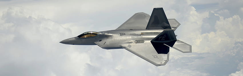 F 22 Raptor, Militärflugzeug, Flugzeug, Düsenjäger, US Air Force, Dual-Monitore, Mehrfachanzeige / und mobiler Hintergrund, Dual-Screen-Militär HD-Hintergrundbild