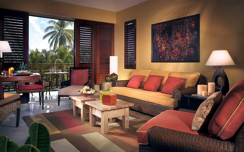 Window, Table, Sofa, Coziness, Comfort, Living Room, Pillows, Cushions HD wallpaper