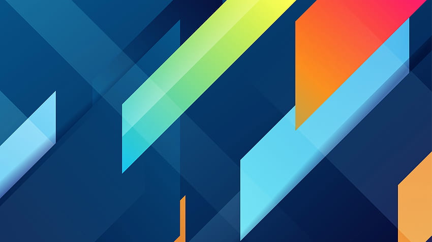 Green Orange Blue Lines Triangle Shapes Abstraction Abstract HD wallpaper