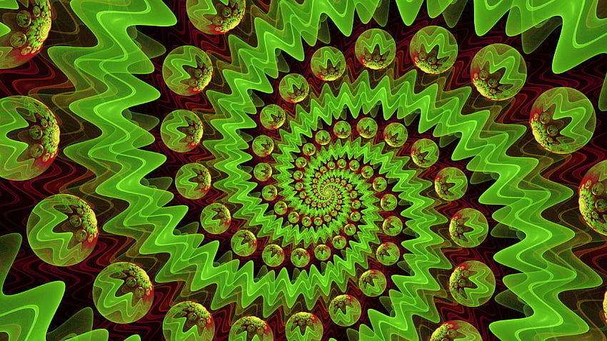Red Green Spiral Zigzags Circles Abstraction Abstract HD wallpaper