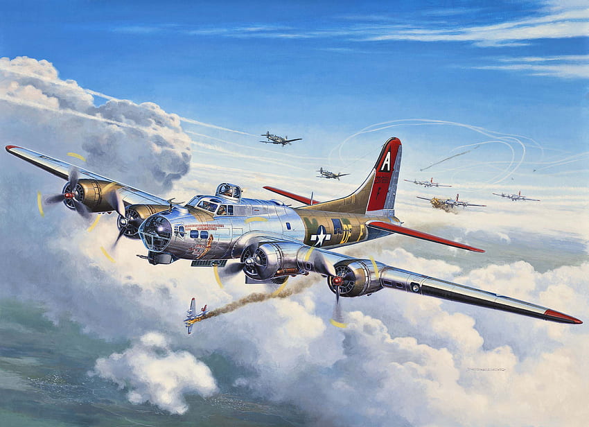 . Aviazione. . . Volare, La Fortezza, B 17, Arte, Boeing, B-17 Sfondo HD