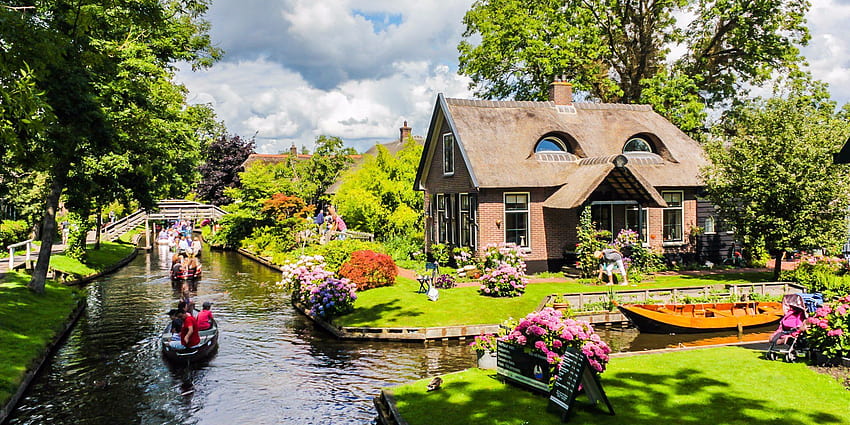 히트호른 마을, 네덜란드 베니스. Giethoorn, 지구상의 아름다운 곳, 가장 아름다운 곳 HD 월페이퍼