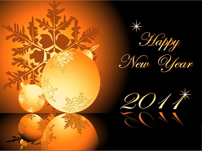 HAPPY NEW YEAR, greeting, holiday, reflection, 2011, gold, new year HD wallpaper