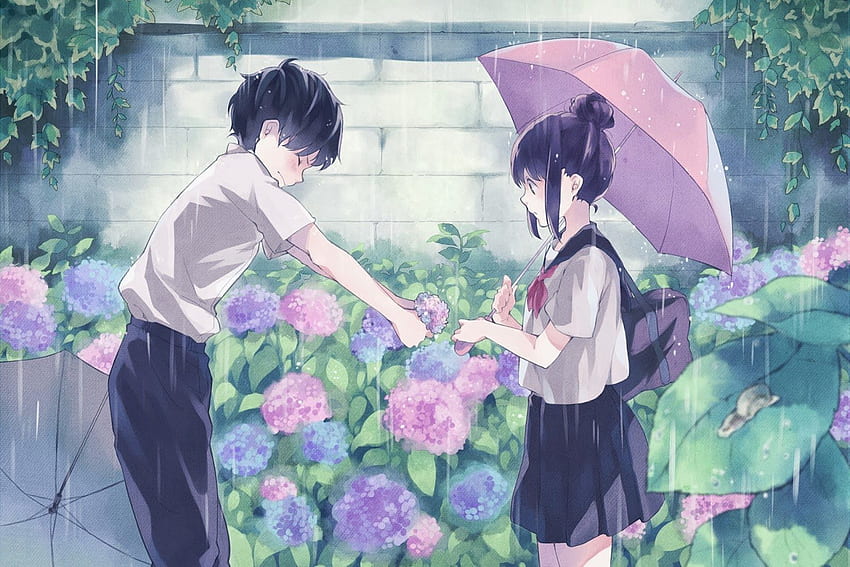 Yağmurda Ağlayan Sad Anime Kız. * Fantastik Manzara HD duvar kağıdı