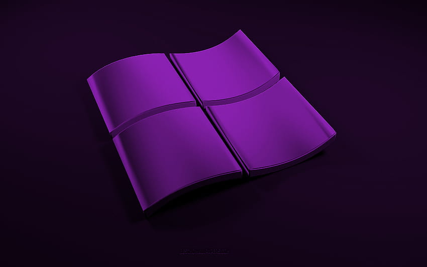 Roxo 3d logotipo do Windowsfundo preto3d ondas fundo roxoLogo do Windowsemblema do WindowsArte 3dJanelas papel de parede HD