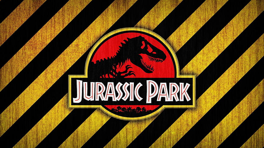 Dane tła Jurassic Park Src Żółte logo i tło Jurassic Park, logo Jurassic World Tapeta HD