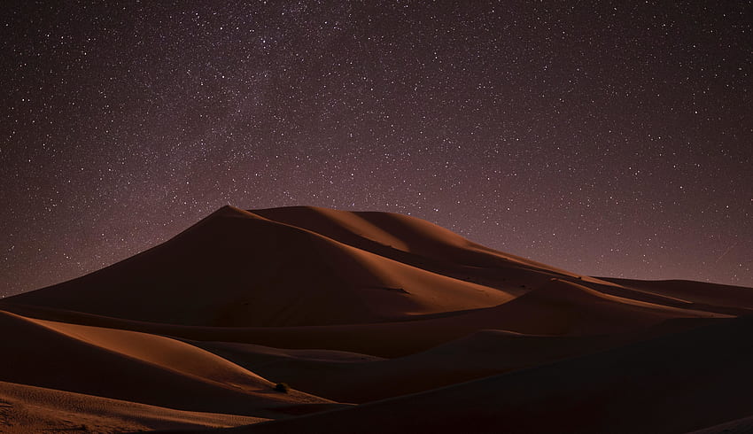砂漠の夜、空、砂丘 高画質の壁紙