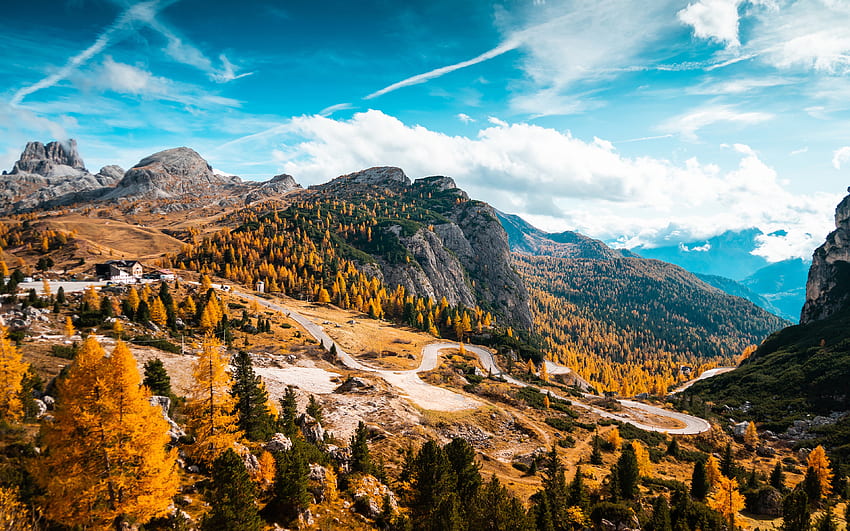 Italy, , Alps, mountain serpentines, autumn, beautiful nature, Europe, mountains HD wallpaper