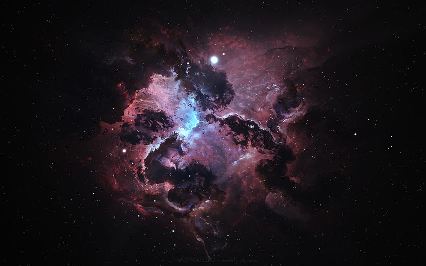 Nebula, dark, space, stars, clouds, art HD wallpaper