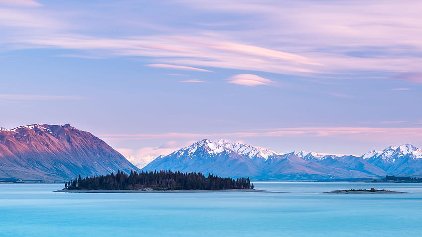 Jezioro Tekapo, Nowa Zelandia, góry, niebo chmury, , Natura, Nowa Zelandia Zima Tapeta HD