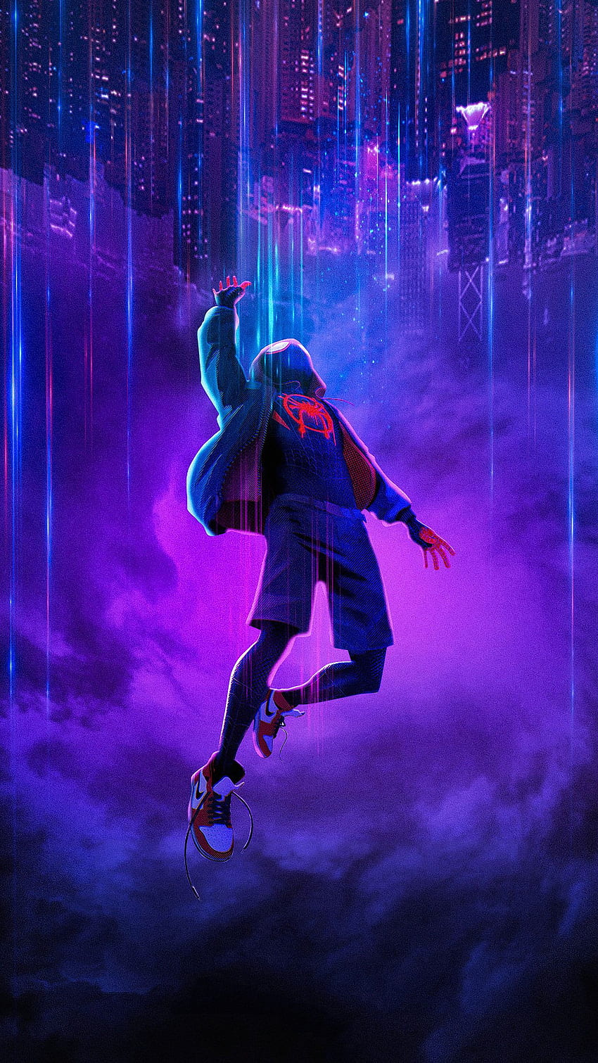 Miles Morales Spider New, Superheroes и ID. Marvel, постери със супергерои на Marvel, изкуство на Marvel Spiderman, Spiderman Purple HD тапет за телефон