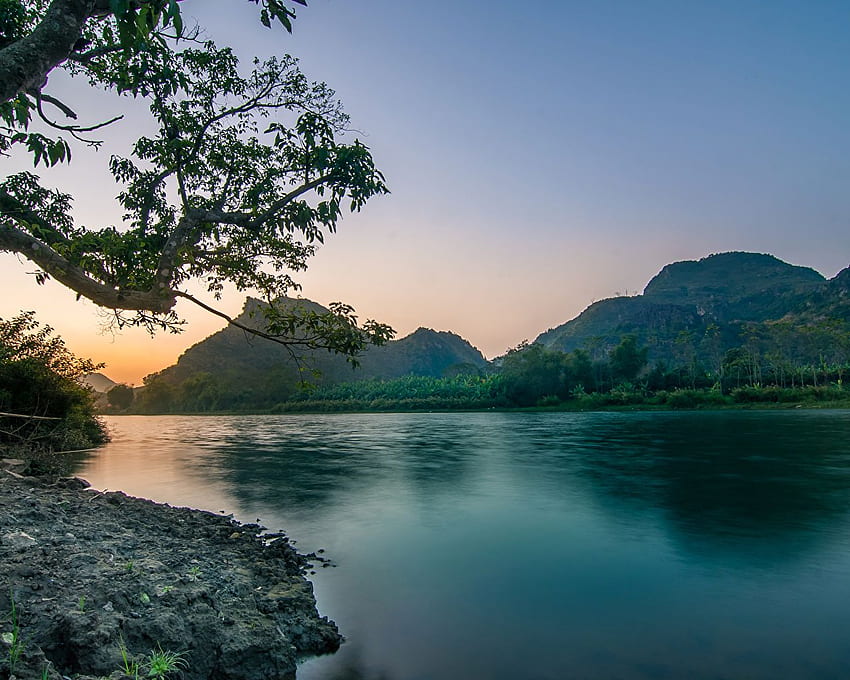 Vietnam Nature Mountains Scenery Rivers Evening HD wallpaper