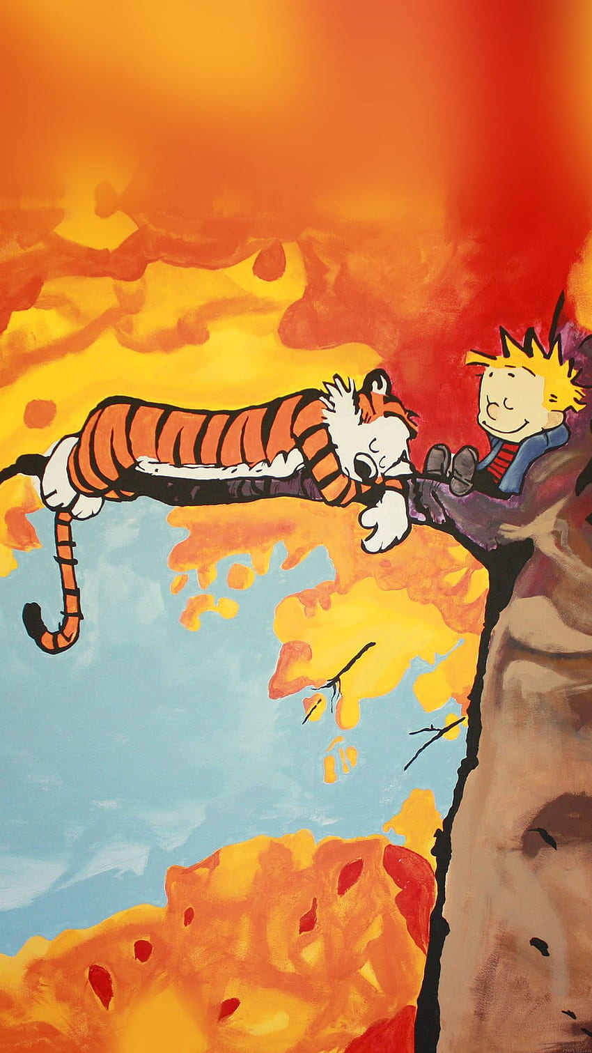 iPhone 6 - Calvin i Hobbes drzewo drzemka ilustracja sztuki Tapeta na telefon HD