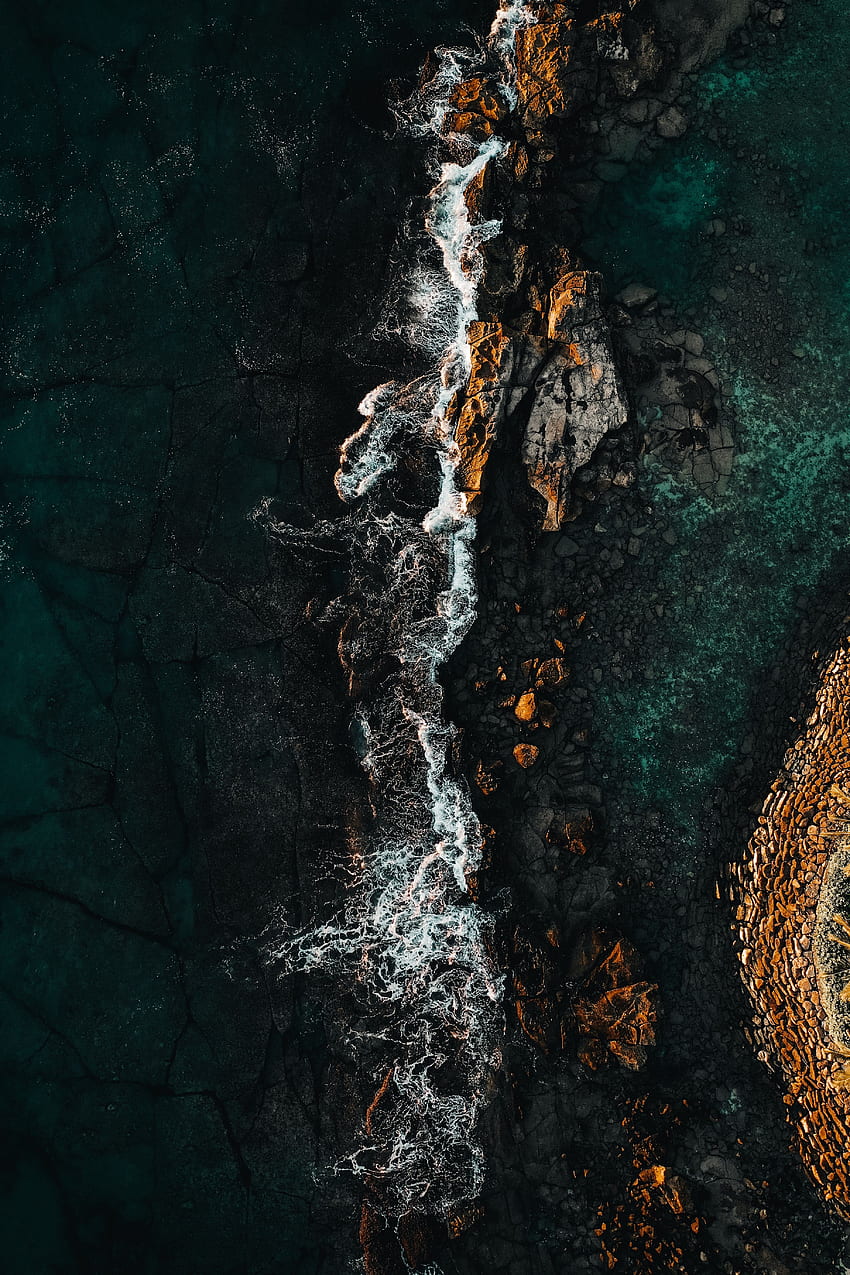 Natura, acqua, pietre, mare, rocce, vista dall'alto Sfondo del telefono HD