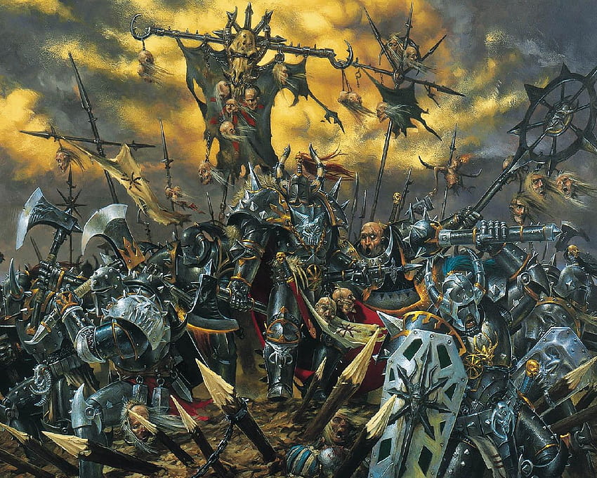 Army Of Chaos, caos, bandeira, machados, cavaleiros papel de parede HD