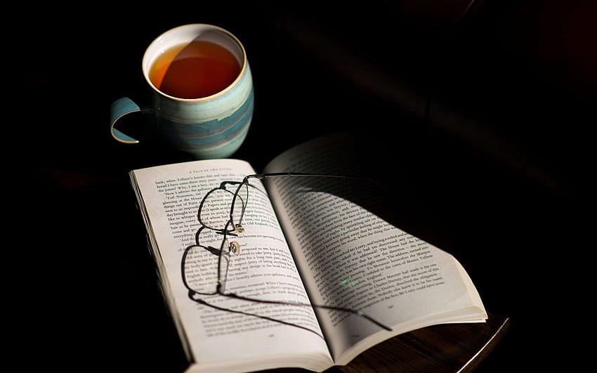 Book, Cup, Drink, Eyeglasses, Eyewear, Mug, Page, Table - Reading, Tea and Books HD wallpaper