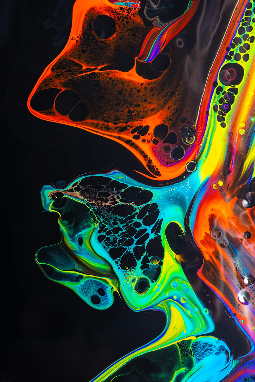 Fluid Art, Abstract, Divorces, Multicolored, Motley, Paint, Liquid, Stains, Spots HD phone wallpaper