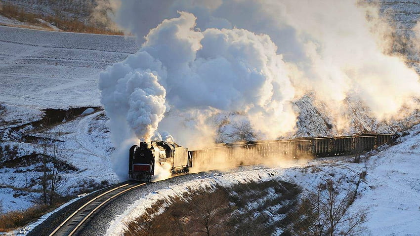 Wallpaper Train in Snow, Train, Rail Transport, Train Travel, Winter,  Background - Download Free Image