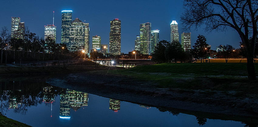 Downtown Dallas Skyline Night Dallas - Eleanor Tinsley Park - - HD wallpaper