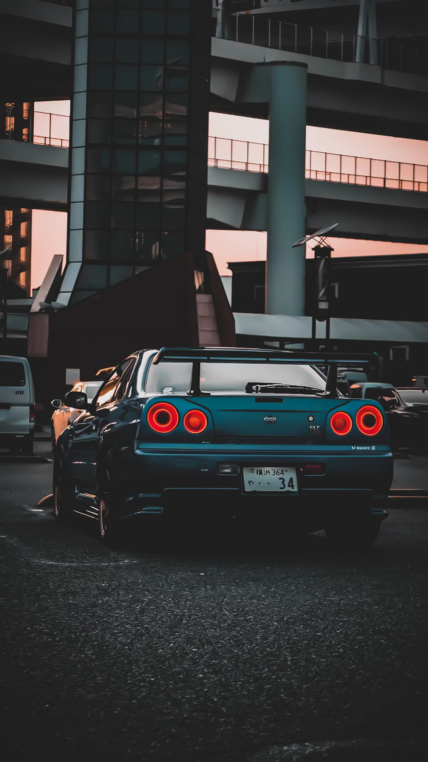 R34 Skyline, R33, GTR, blaue_Autos, Nissan HD-Handy-Hintergrundbild
