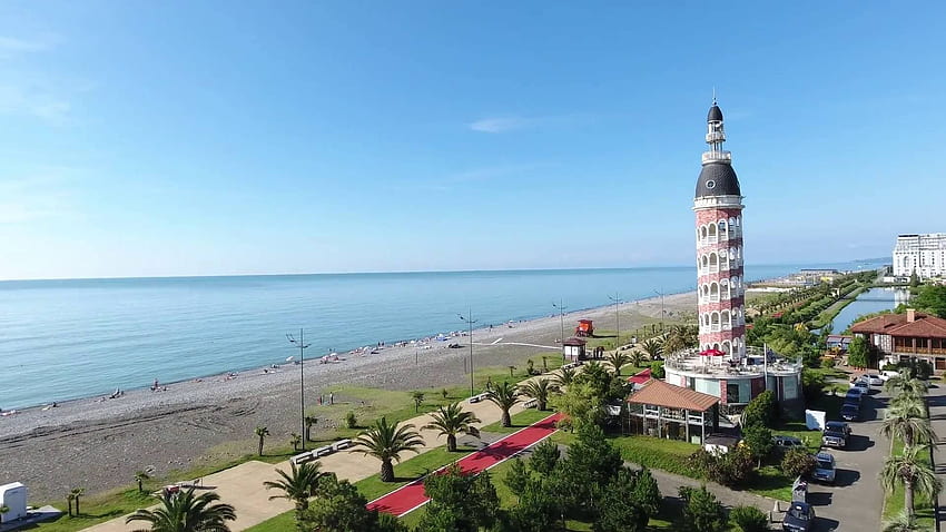 Great view of the Black Sea Batumi Boulevard and HD wallpaper