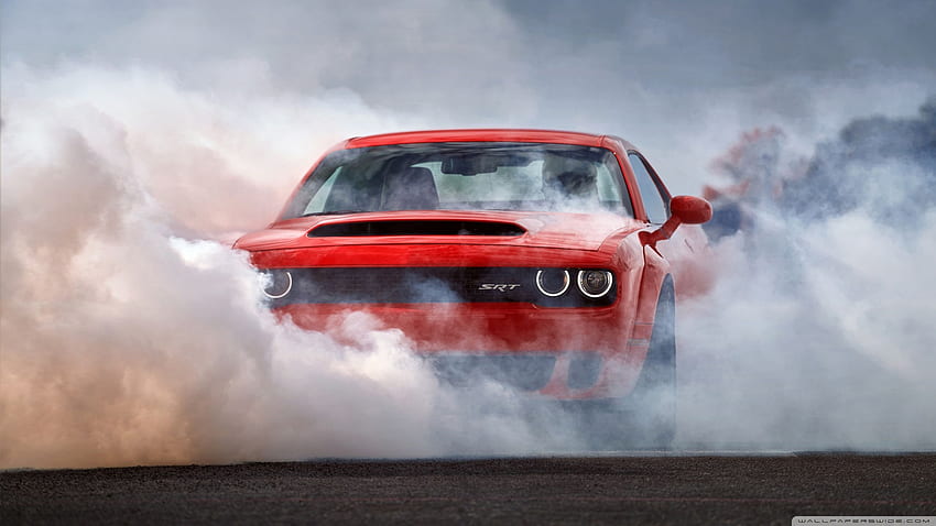 Car Dust Smoke Dodge Challenger SRT, Dodge Burnout HD wallpaper