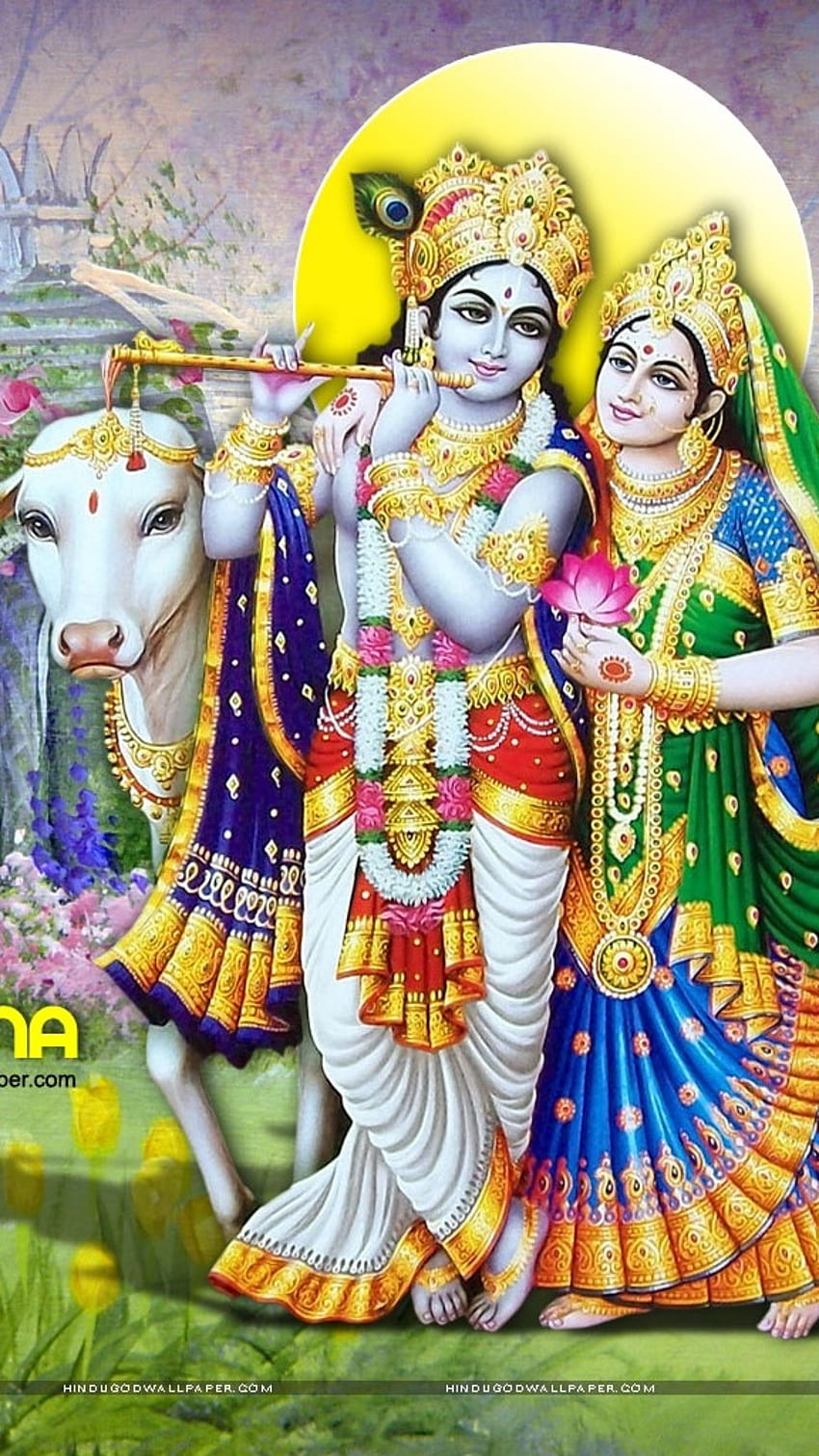 Radha Krishna, krowa, krishna radha, pan, bóg Tapeta na telefon HD