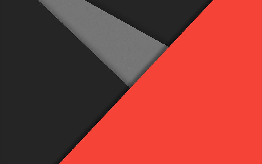 material design, , red and black, geometric shapes, colorful backgrounds, red lines, geometric art, creative, background with lines HD wallpaper