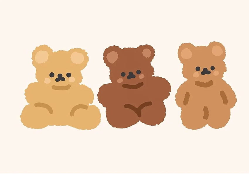 Die besten 9 süßen Teddybären Cartoon Korean Bear Aesthetic, Kawaii Bear Laptop HD-Hintergrundbild
