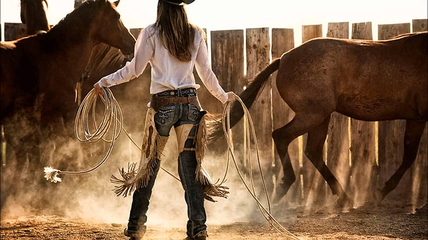 Cowgirl, Wrangler Jeans HD wallpaper