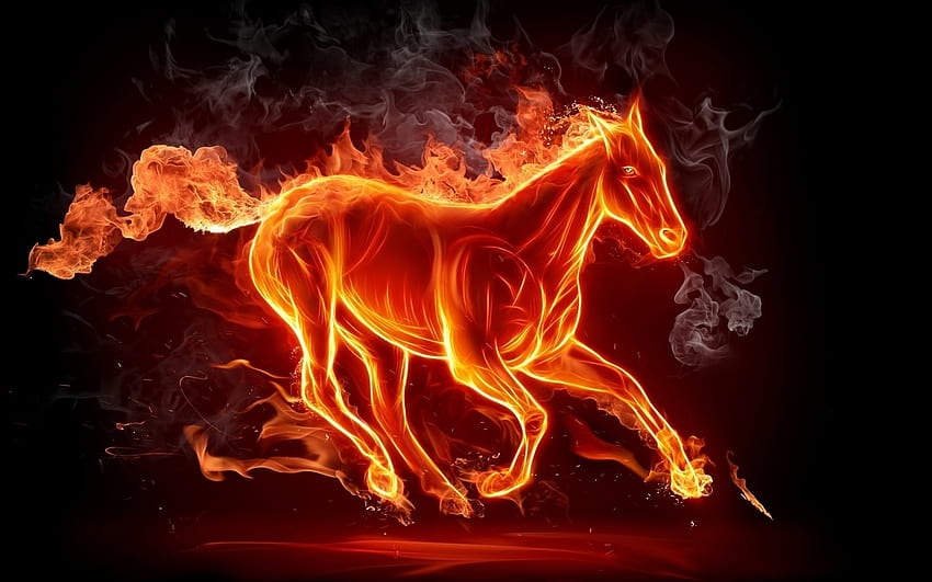Background, Horses, Fire HD wallpaper