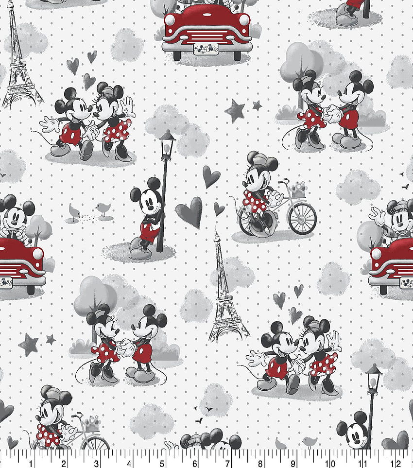 Disney Mickey & Minnie Mouse Cotton Fabric -Vintage Romance HD phone wallpaper
